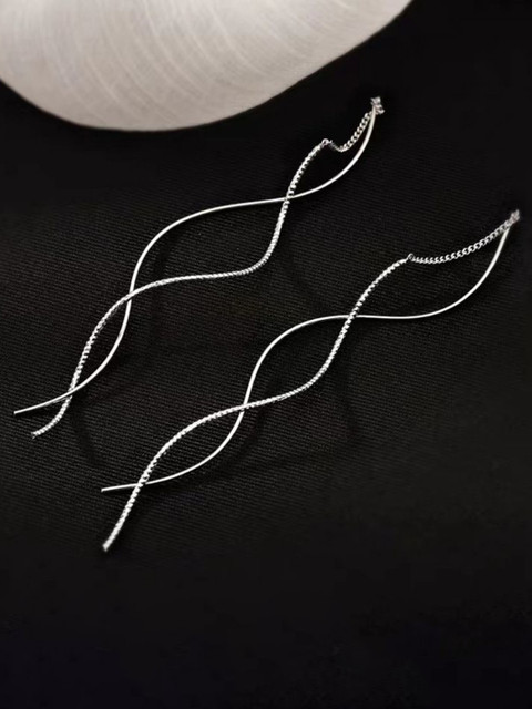 Anouk Silver-Plated Contemporary Shaped Korean Drop Earrings
