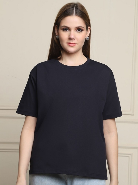 GRACIT Solid Round Neck Short Sleeves Relaxed Fit Cotton T-Shirt