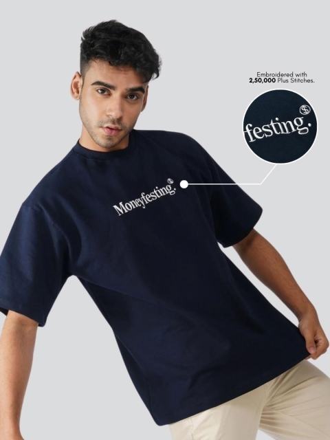 Untamed Clothing Men Typography Solid Oversized Regular Cotton T-shirt - Image 3