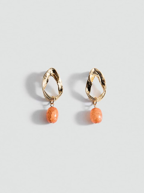 MANGO Contemporary Circular Design Beaded Drop Earrings