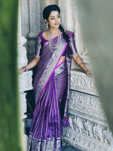 SHOP DROP Ethnic Motifs Zari Banarasi Saree