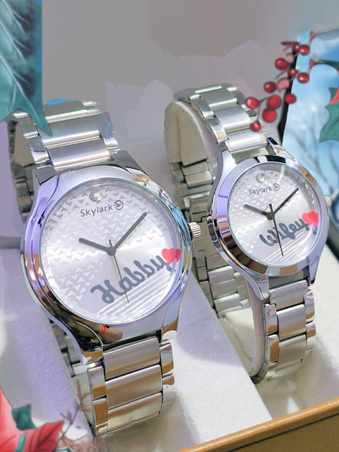 Skylark Set Of 2 Stainless Steel Analogue Couple Watches