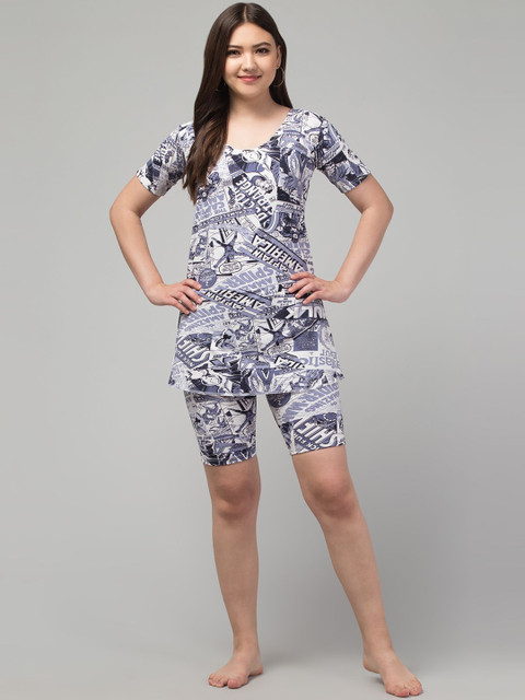 Apraa & Parma Printed Swimming Dress With Attached Shorts