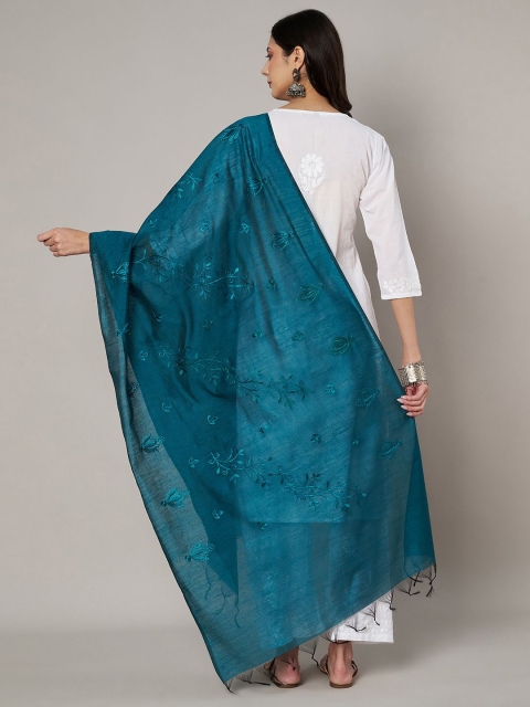 MUFFLY Embroidered Thread Work Cotton Dupatta - Image 4
