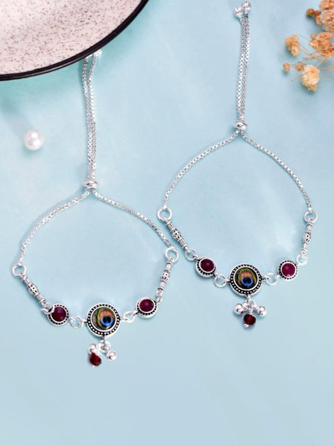 Sangria Silver-Plated Artificial Stones Anklet