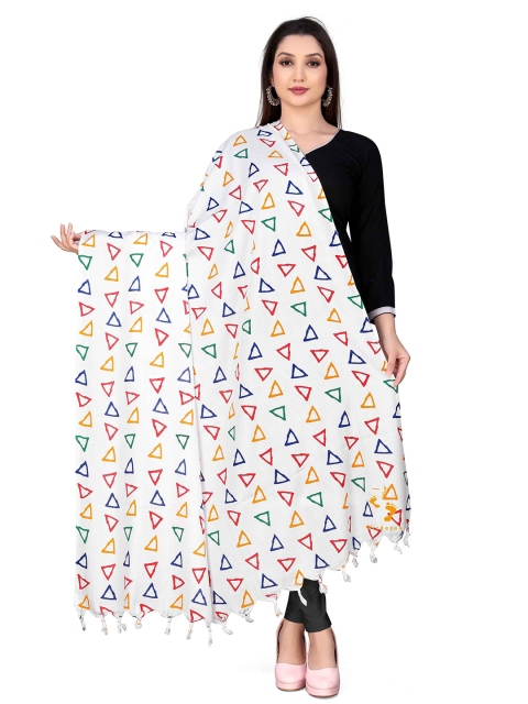 Vicharan Geoemtric Printed Cotton Dupatta With Tasselled - Image 4
