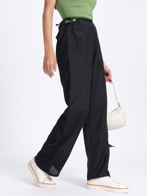 glitchez Women Relaxed Fit Trousers with Bow-Detail