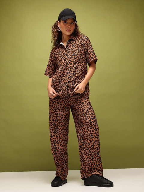 glitchez Animal Print Relaxed Fit Co-Ord Set