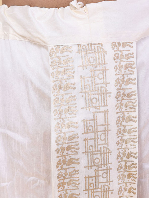 W & G Men Printed Relaxed Fit Silk Ethnic Dhoti - Image 5