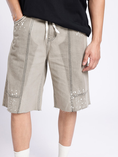 glitchez Men Panelled Raw Edges Loose Fit Jorts