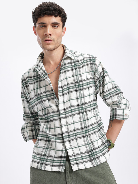 glitchez Flannel Weave Checked Relaxed Fit Shirt