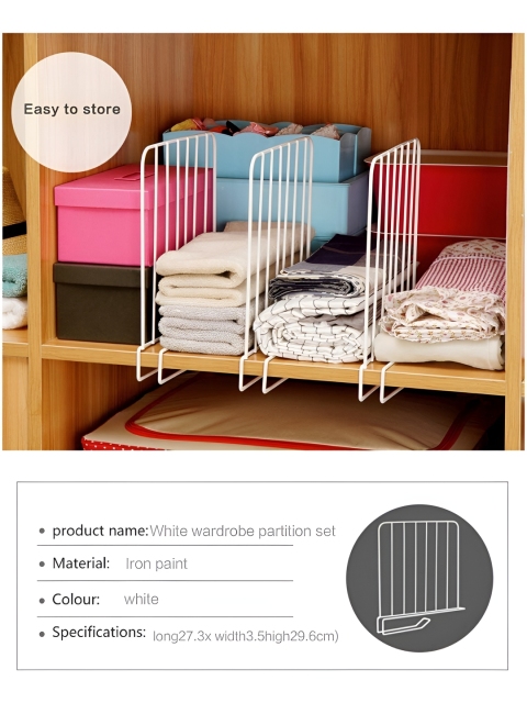 Go Hooked Pack of 3 Wardrobe Shelf Divider Cloth Organizer - Image 3