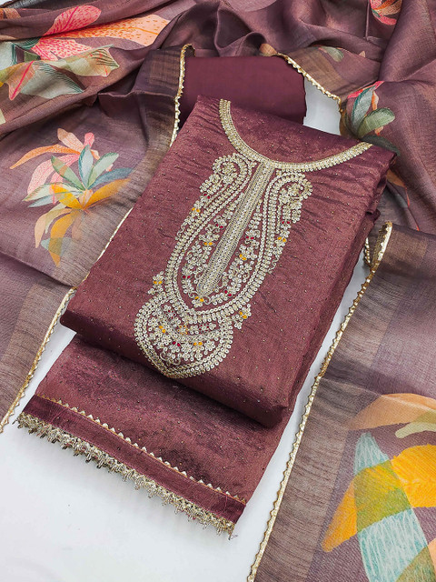 TAVAS Embroidered Sequinned Unstitched Dress Material