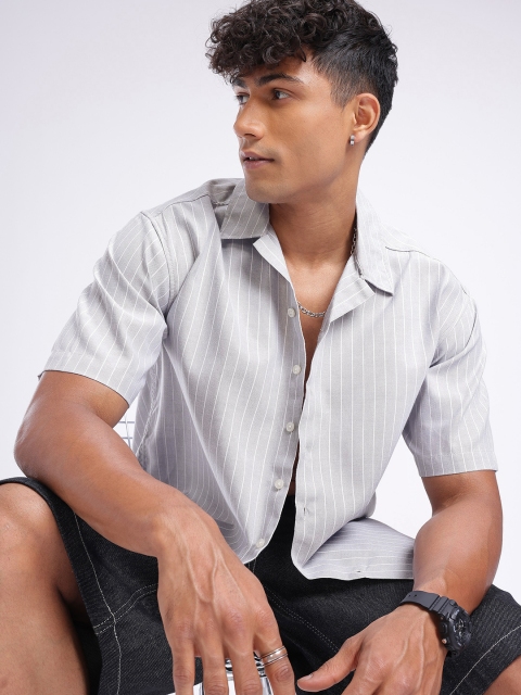 glitchez Relaxed Opaque Striped Casual Shirt