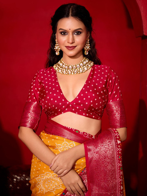 TIRA Bandhani Printed Zari Saree - Image 4