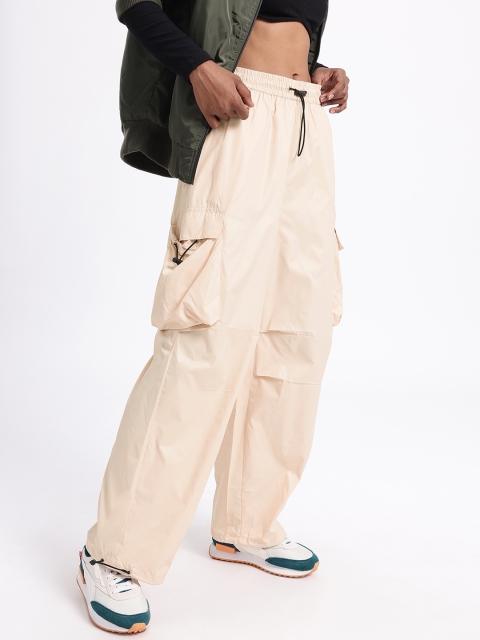 glitchez Women Mid-Rise Relaxed Fit Cargos with Toggle Hem