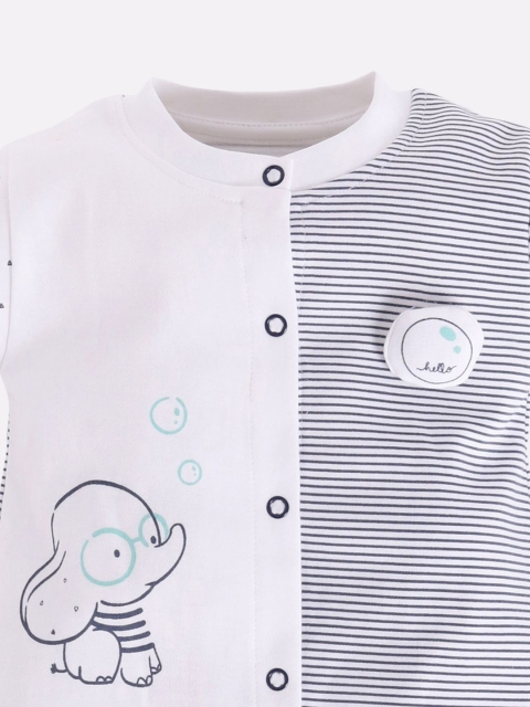 BABY GO Infant Boys Pack Of 2 Printed Pure Cotton Rompers - Image 4
