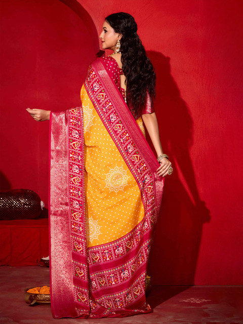TIRA Bandhani Printed Zari Saree - Image 2