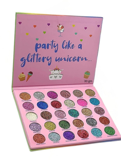 Huda Girl Shimmery Glitter & Highlighter Eyeshadow Palatte - 30 g - Unicorn