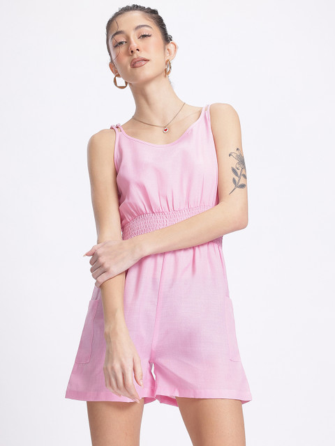 glitchez Ruched Shoulder Straps Playsuit