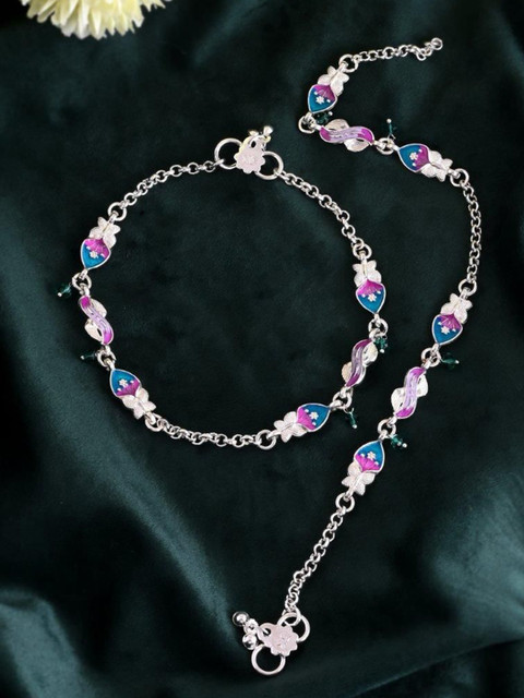 Sangria Silver-Plated Artificial Stones Anklet