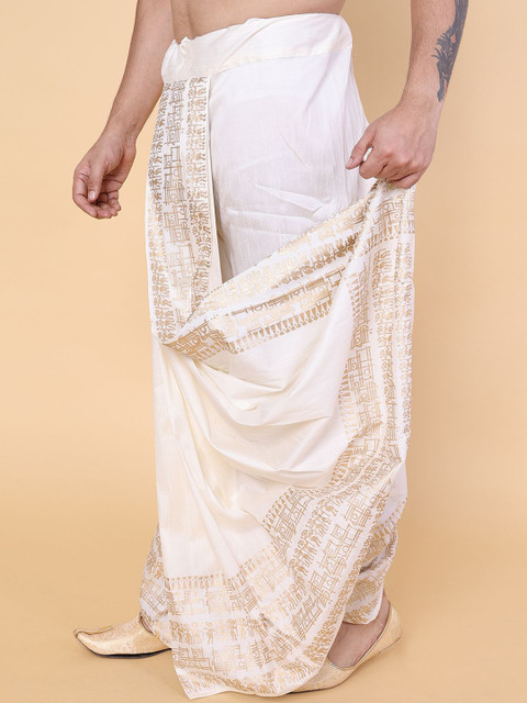 W & G Men Printed Relaxed Fit Silk Ethnic Dhoti - Image 2