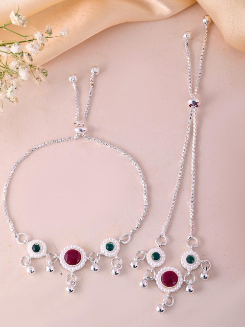 Sangria Silver-Plated Artificial Stones Anklet