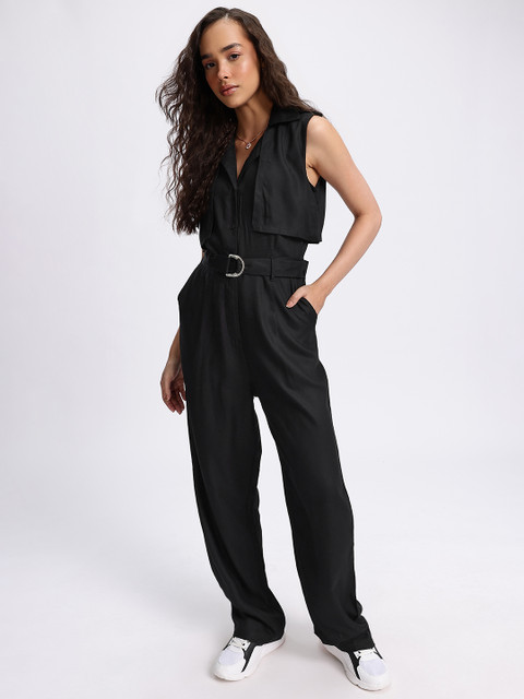 glitchez Belted Layered Jumpsuit