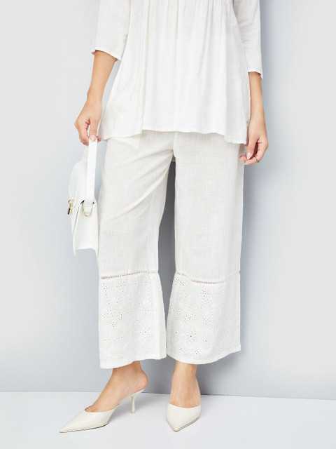 max Women Solid Straight Cotton Palazzos