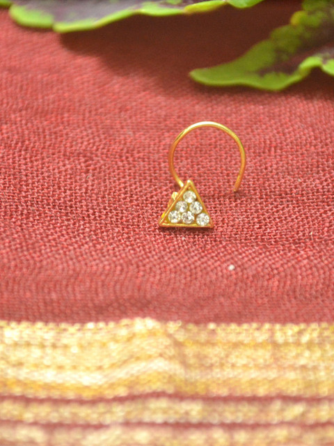 SHREEVARAM Rhodium-Plated Cubic Zirconia Ring Nosepin