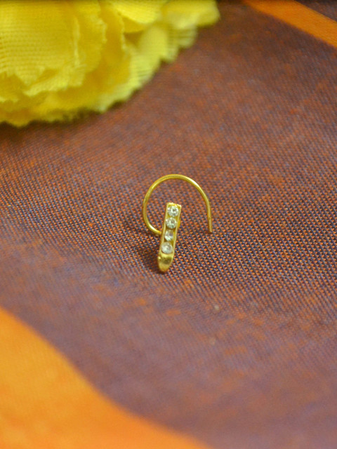 SHREEVARAM Rhodium-Plated Cubic Zirconia Ring Nosepin