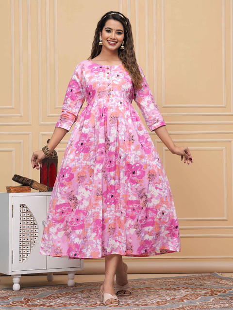 CORSICA Women Floral Printed Maternity Gown Dress
