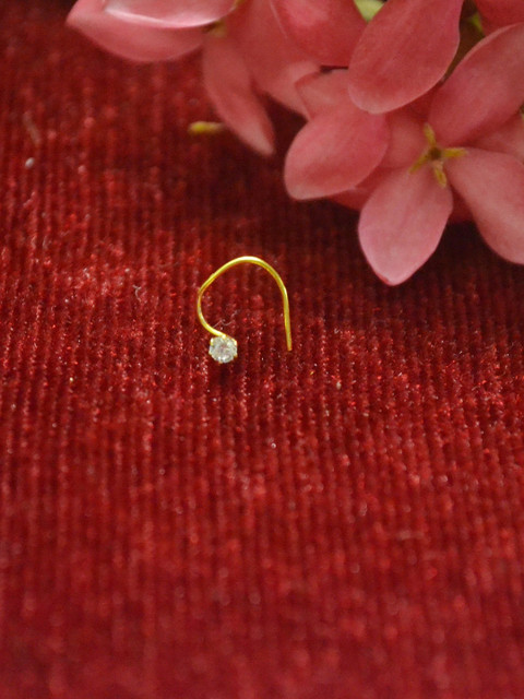 SHREEVARAM Gold-Plated Cubic Zirconia Ring Nosepin