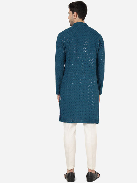 ADHIRAJAN Men Embellished Printed Festive Cotton Straight Kurtas - Image 5