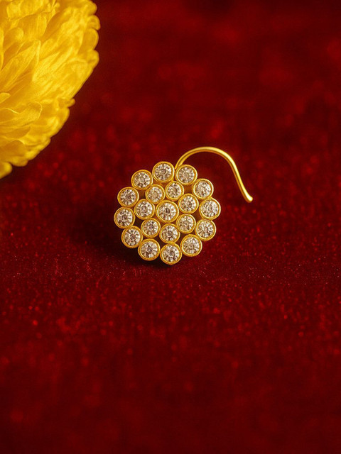 SHREEVARAM Rhodium-Plated Cubic Zirconia Ring Nosepin