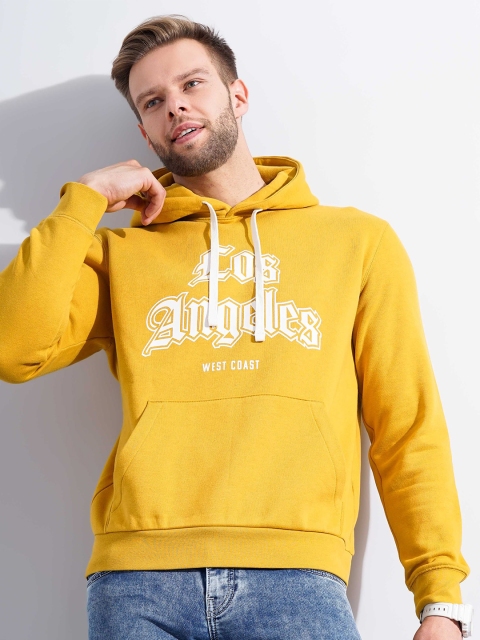 Celio Men Typography Printed Hooded Pullover Sweatshirt
