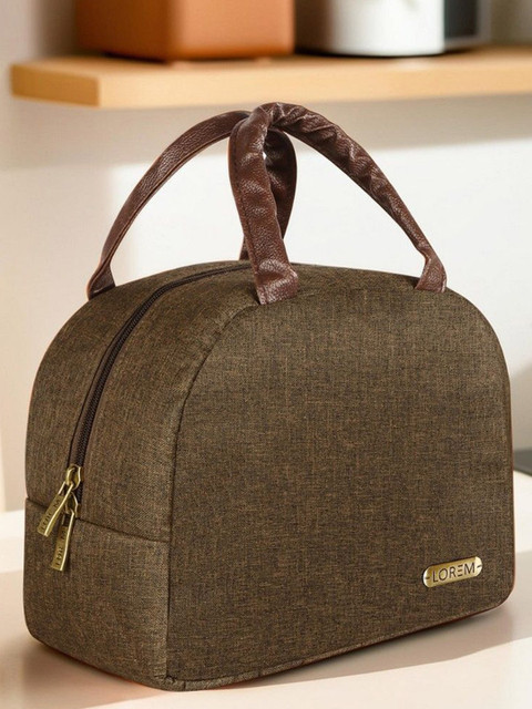 LOREM Linen Textured Insulated Tiffin Lunch Bag