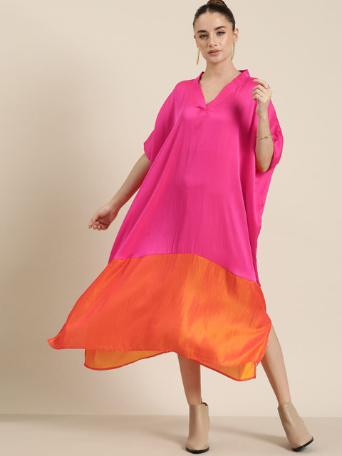 Qurvii Colourblocked A-Line Midi Dress