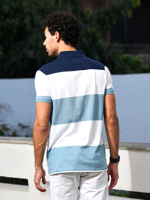 ARBOUR Men Colourblocked Polo Collar Cotton T-shirt - Image 5