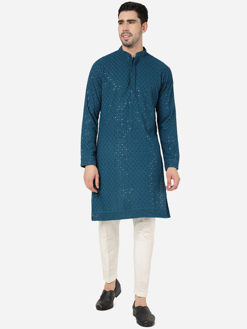 ADHIRAJAN Men Embellished Printed Festive Cotton Straight Kurtas - Image 2