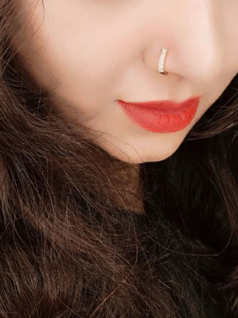 SHREEVARAM Rhodium-Plated Cubic Zirconia Ring Nosepin