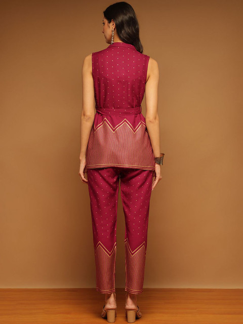 Anouk Printed Top With Trousers Co-Ords With Belt - Image 4
