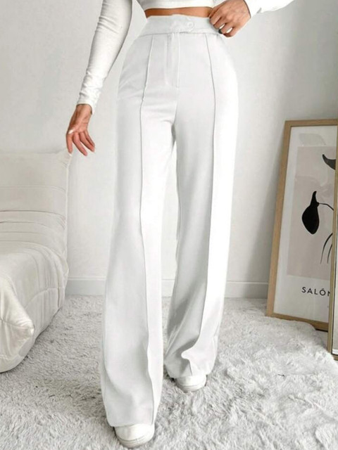 BROADSTAR Women Smart Straight Fit High-Rise Pleated Trousers