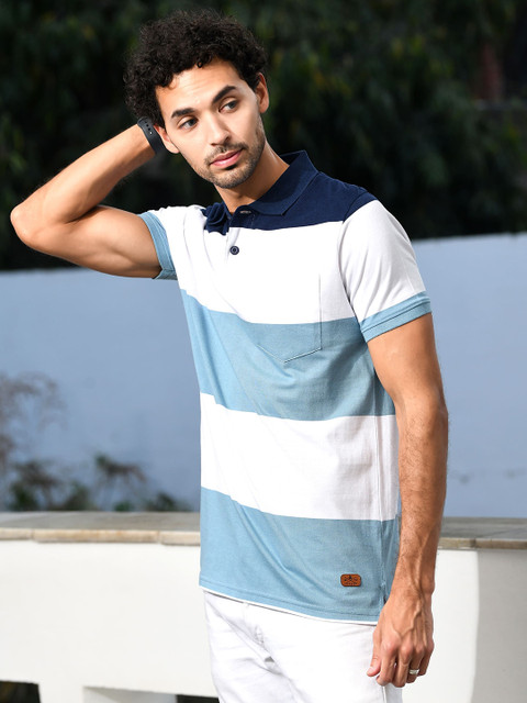 ARBOUR Men Colourblocked Polo Collar Cotton T-shirt - Image 3