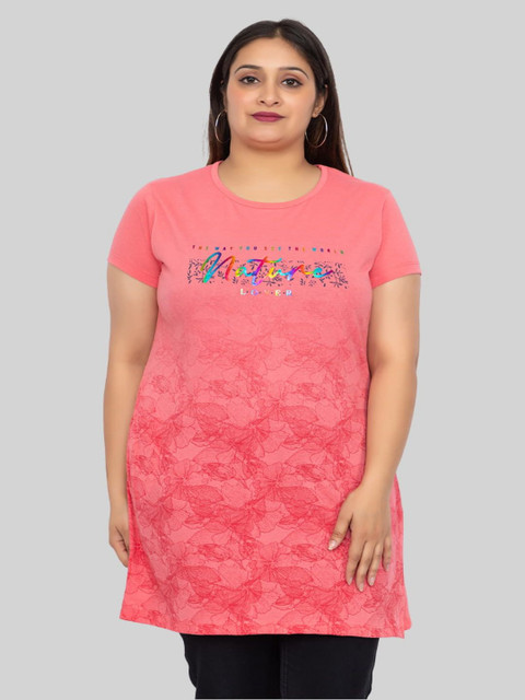 Startouch Women Plus Size Typography Printed T-shirt