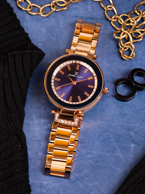 Daniel Klein Women Blue & Rose Gold Analogue Watch DK11368-6