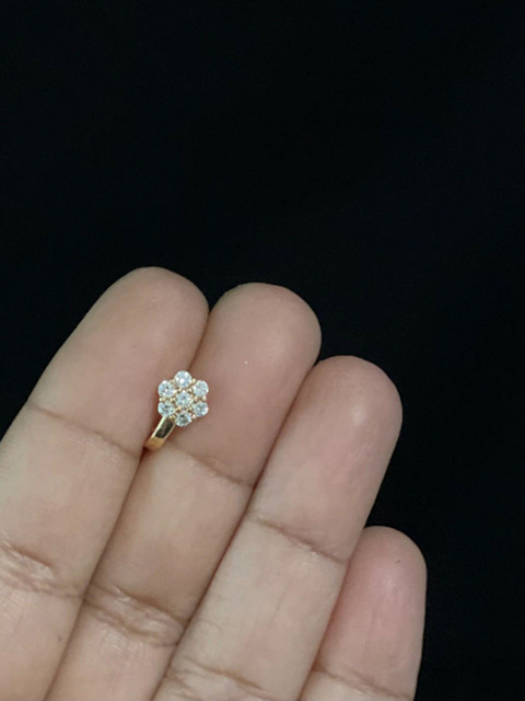 SHREEVARAM Gold-Plated Cubic Zirconia Stud Nosepin