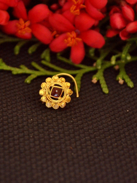 SHREEVARAM Rhodium-Plated Cubic Zirconia Ring Nosepin