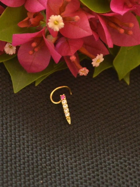 SHREEVARAM Rhodium-Plated Cubic Zirconia Ring Nosepin