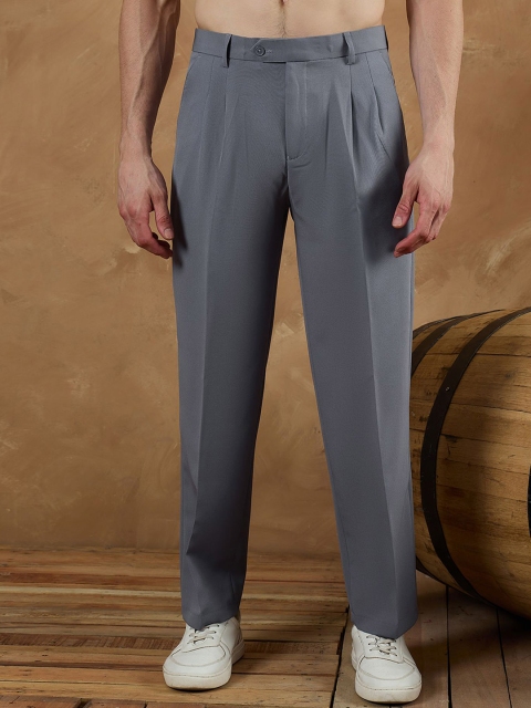 DENNISON Men Relaxed Baggy Fit Mid-Rise Easy Wash Pleated Korean Pants